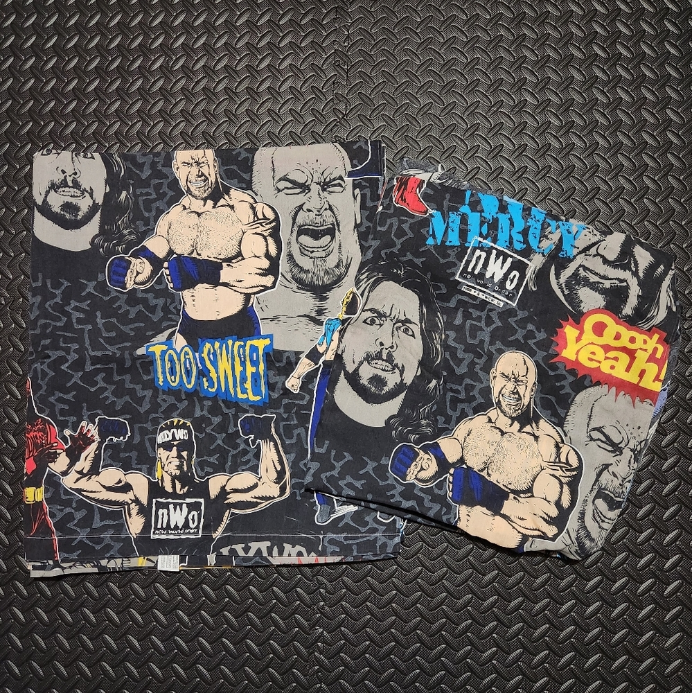 Vintage 1998 WCW nWo Wrestling Full Sheet Set Hulk Hogan WWE WWF Bedding